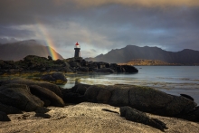 Lighthouse with a rainbow