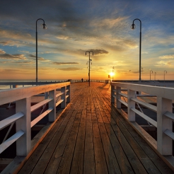 Poranek na molo w Sopocie.