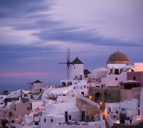 Oia o zmierzchu