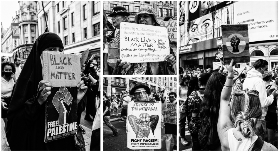 brownsville - . Demonstracja aktywistow ruchu Black Lives Matter i pro-Palestine. Londyn, Lipiec 2020.. Zdjęcie 271120