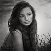 by the river