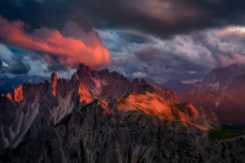 Zachód słońca w Dolomitach