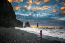 Black Beach red girl